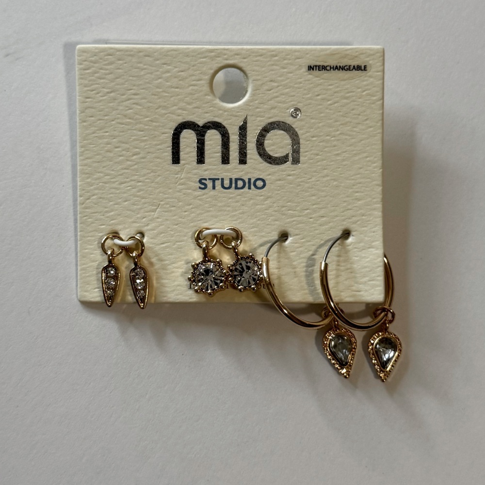 Gold Tone Earrings with Interchangeable Charms